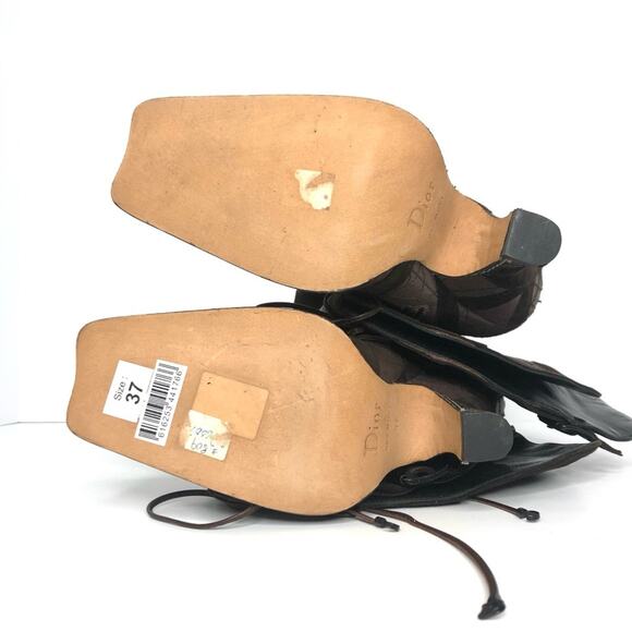 NEW Dior Retro Vintage Cannage Over The Knee Laceup Heeled Boots 37 - Picture 8 of 9